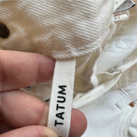 GRLFRND Tatum Button Fly Mid Rise Raw Hem White Denim Ankle Jeans- Size 26 - Picture 13 of 16